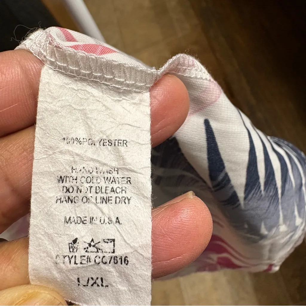 Carole Christian L/XL Pink and Purple Leaf Print Kimono Tropical Resort Vacation Size undefined - Image 4