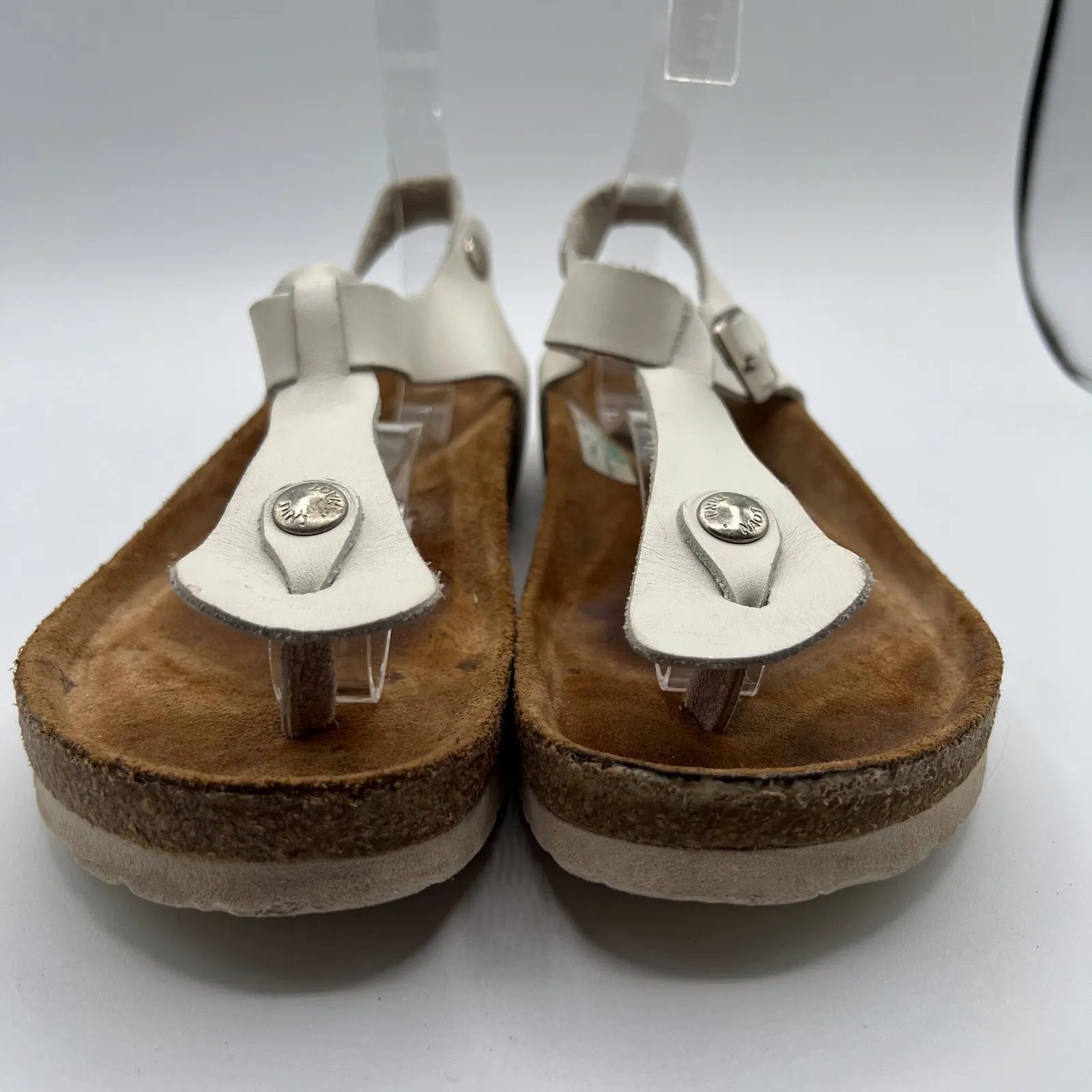 Naot Leather Thong Flat Sandals White Brown Buckles Womens Size 37 US 6 Boho - Image 4