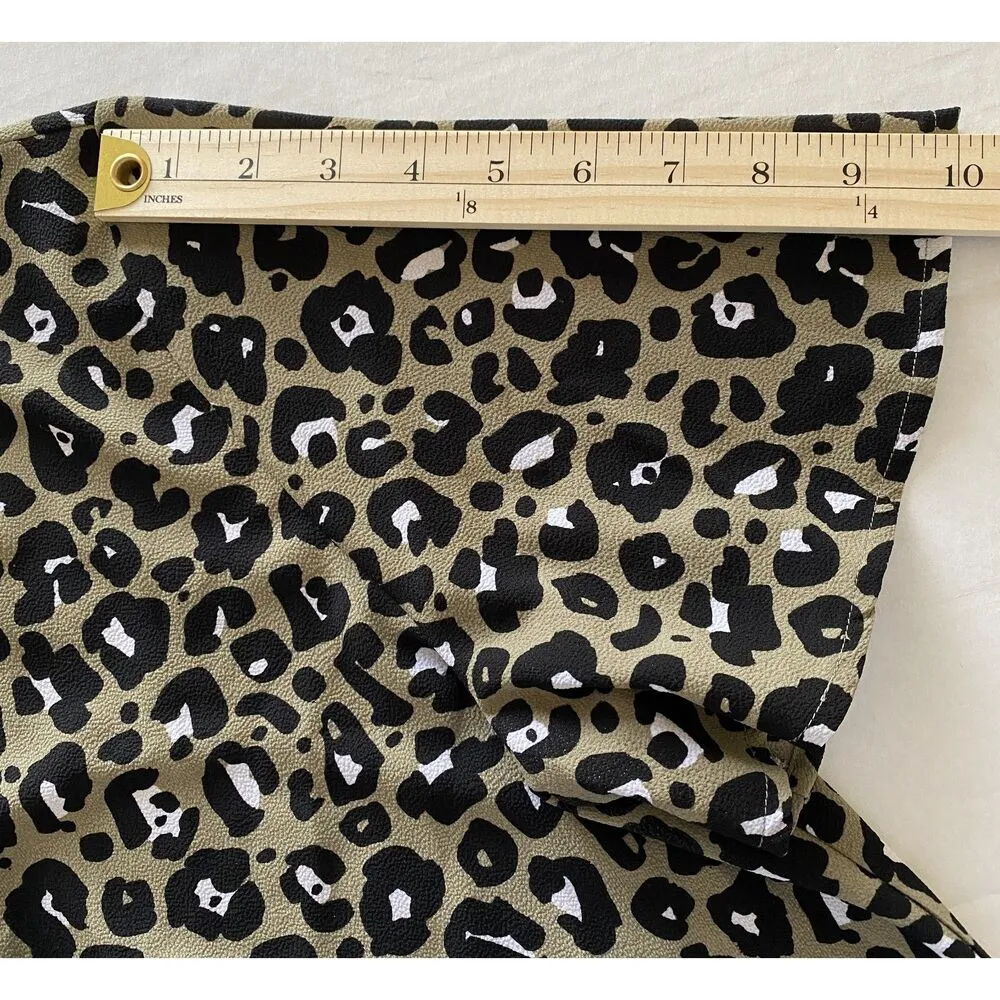 Michael Kors Animal Print Short Sleeve Belly Opening Blouse Top Sz L - Image 8