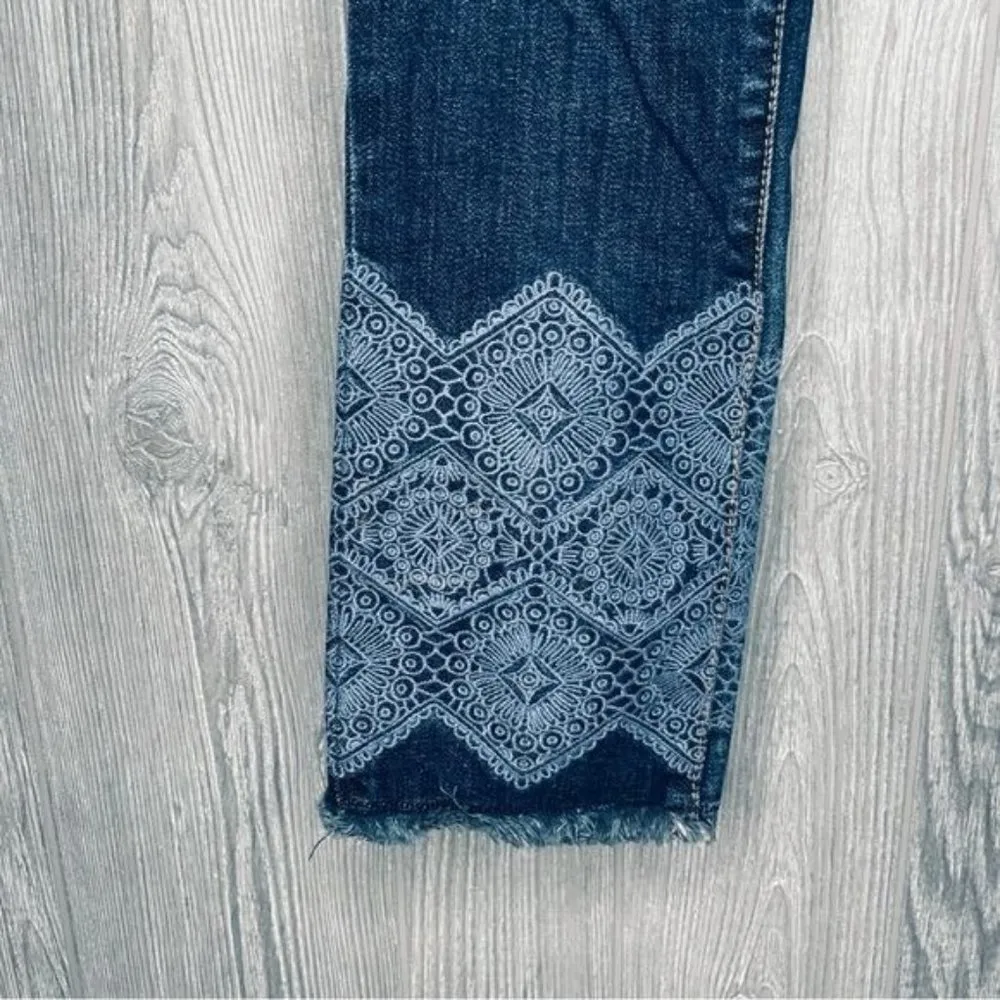 Nwt Tory Burch 11141207 dark warn washed jeans with leg detail cropped size 23 - Image 2