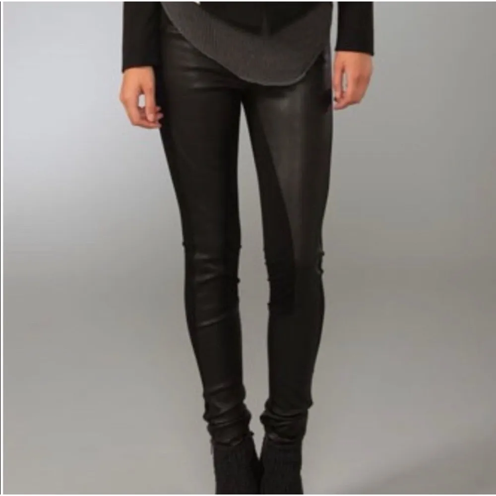 HELMUT LANG‎ Lamb Leather Panel Leggings Pants Sz 2 - Image 2