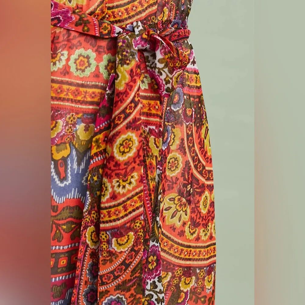 Anthropologie Akemi + Kin Paisley Orange Multicolor Wrapped Maxi Size 0 - Image 4