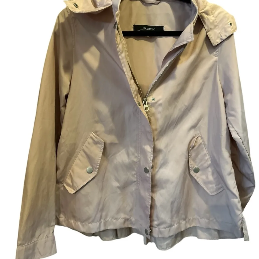 Zara Basic Women's Pink Hooded Windbreaker Jacket Size S - Image 6