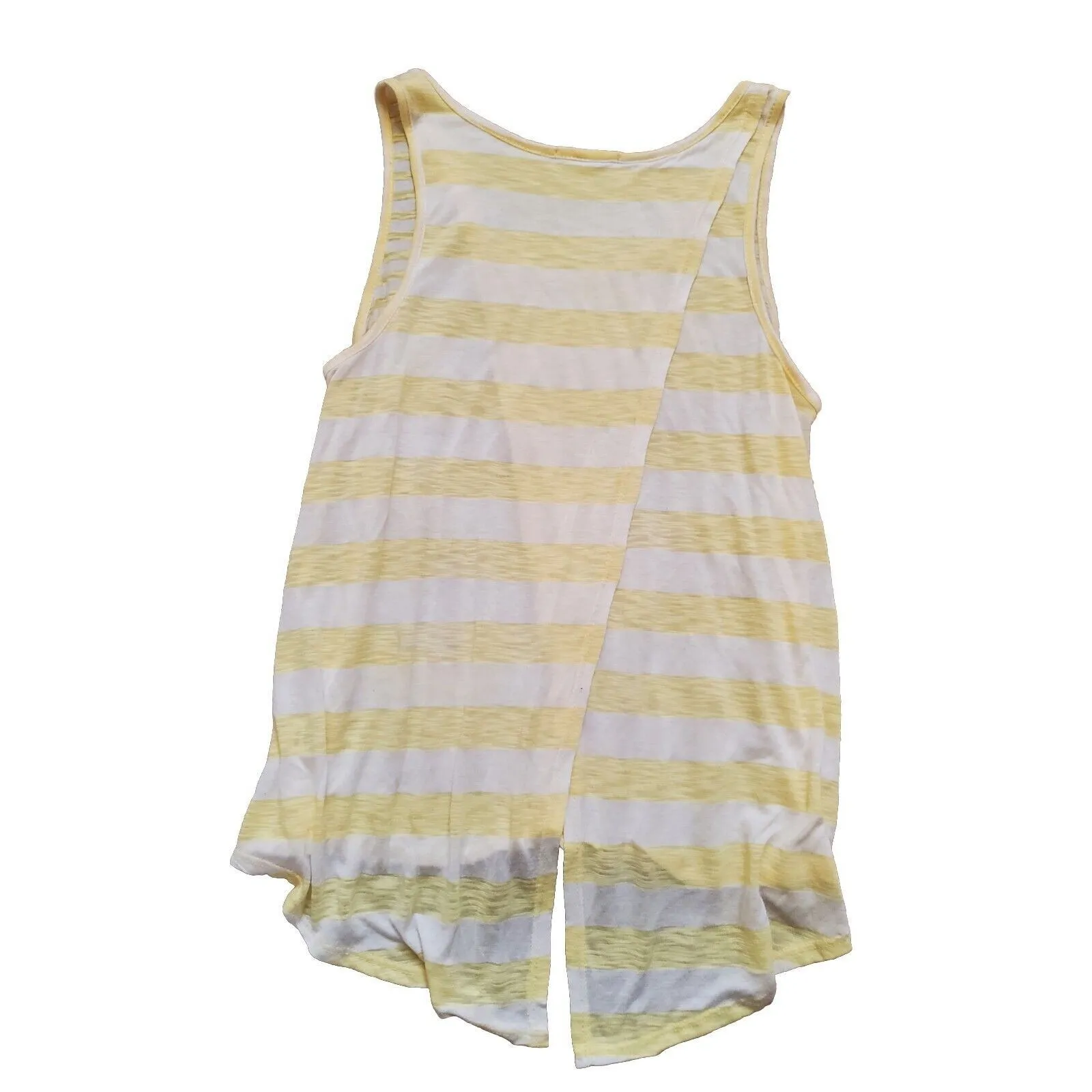 Le Lis Tank Top Women Medium High-Low Hem Boho Yellow Stripe Sleeveless EUC - Image 3