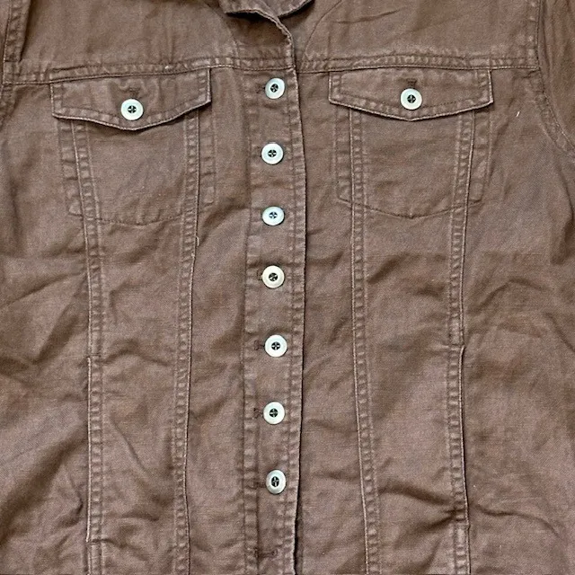 Nomadic‎ Traders Brown Button Down Jacket With Decorative Cuffs and Pockets Sz M Size M - Image 6