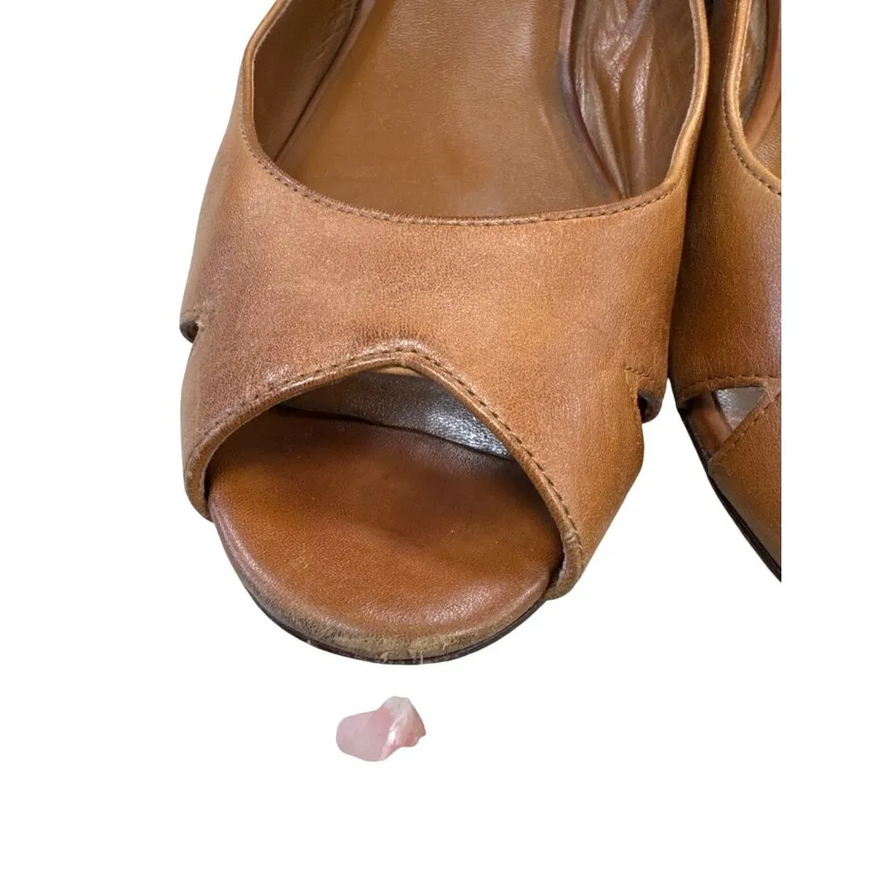 Cole Haan Womens Brown Leather Peep Toe Wedge Heels Size 9B SKU 7038 - Image 6