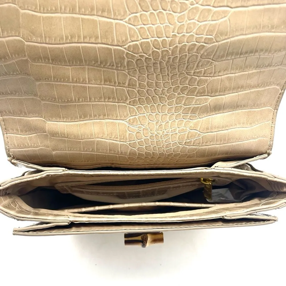 Fawn Design The Bamboo Shoulder Bag in Latte Faux Croc Purse Limited Edition NEW Tan - Image 13