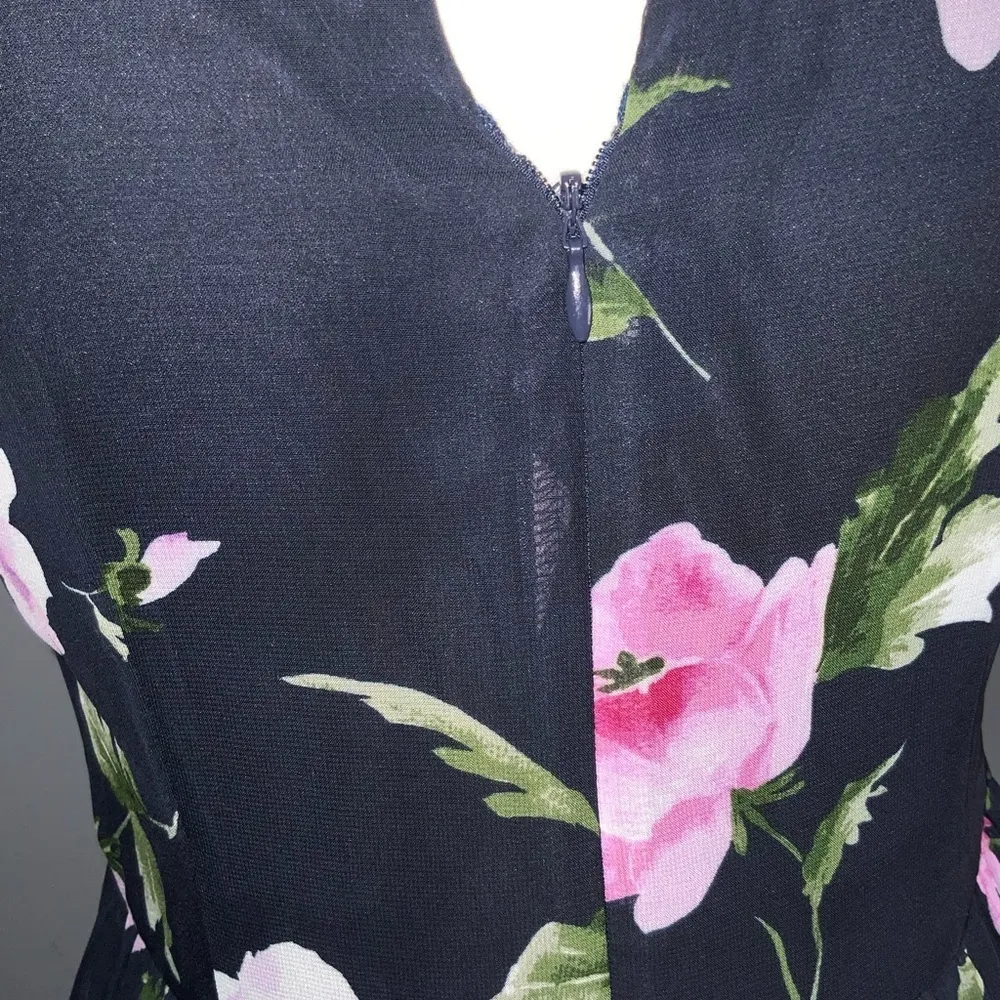 Vince Camuto Black Tropical Floral Halter Hi/Lo Maxi Chiffon Cruise Dress 4 - Image 10