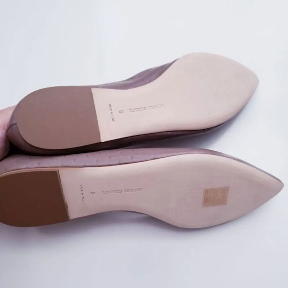 Tomas Maier Palm Tree Embossed Pointed Leather Flats - Image 5