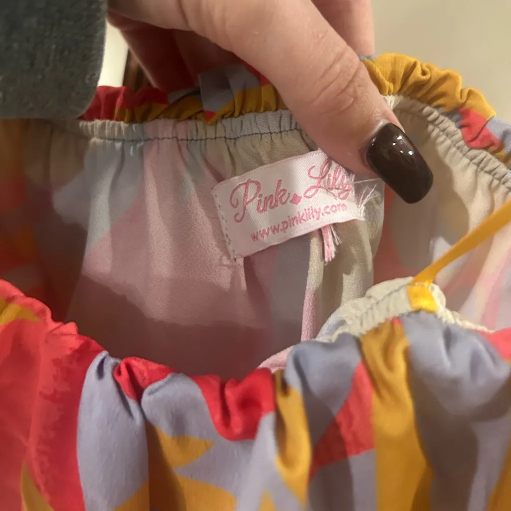 Pink Lily Strapless Tie-Front Ruffle Top – Women’s Size Small - Image 5