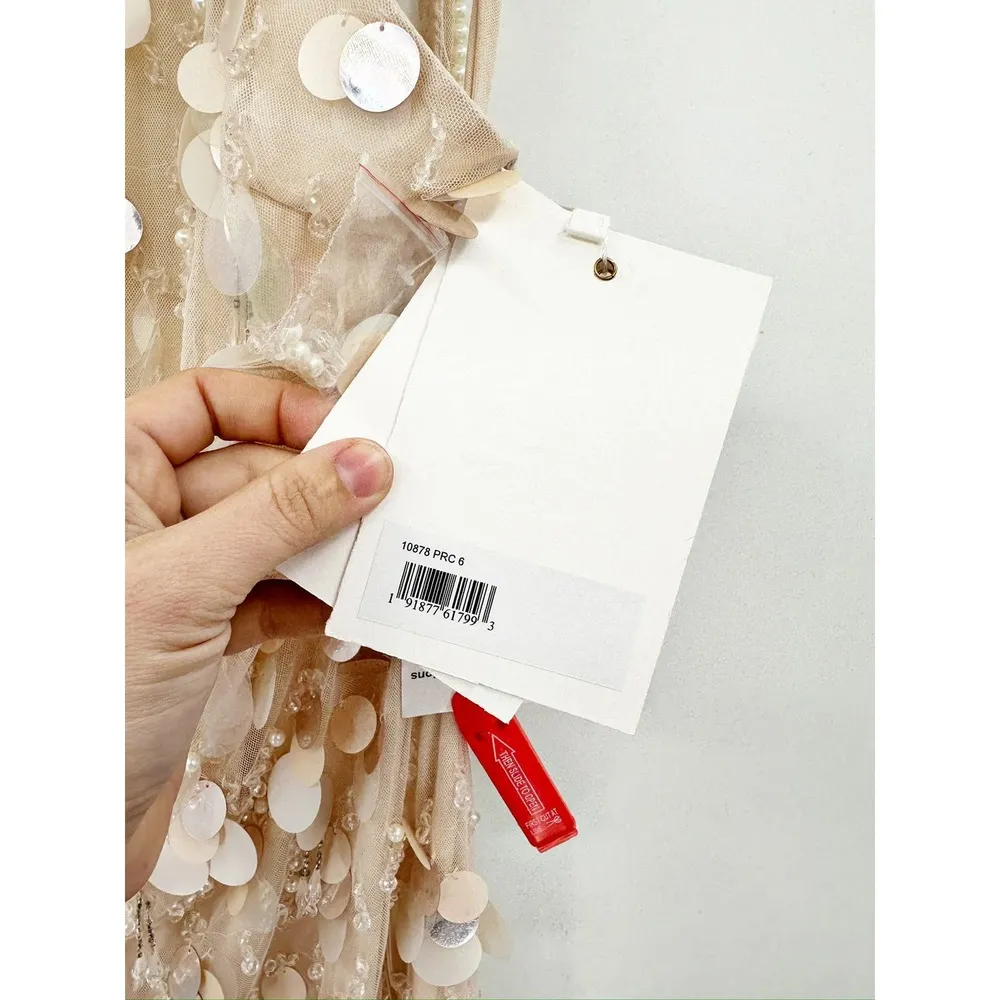 Mac Duggal 10878 Porcelain Crystal Embellished Cascade Open Back Column Gown - Image 5