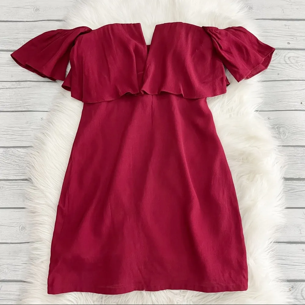 NWT Lovers and Friends Primrose Burgundy off the shoulder mini dress - Image 8