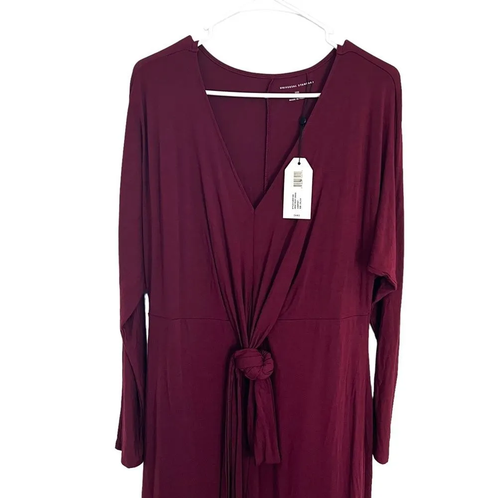 NWT Universal Standard Popover Tie Front Midi Dress 8 Cabernet Burgundy - Image 3