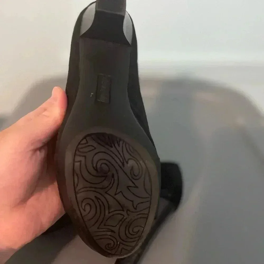 Solesenseability Womens‎ Ladies Black Suede w/Bow Pumps Heels Shoes Size 6.5 - Image 4