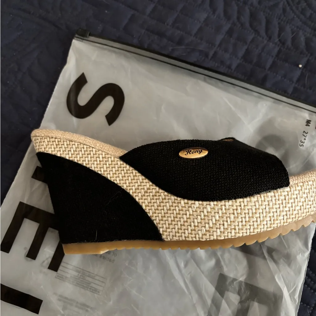 Black Wedge Sandals NWOT Size 7 - Image 2