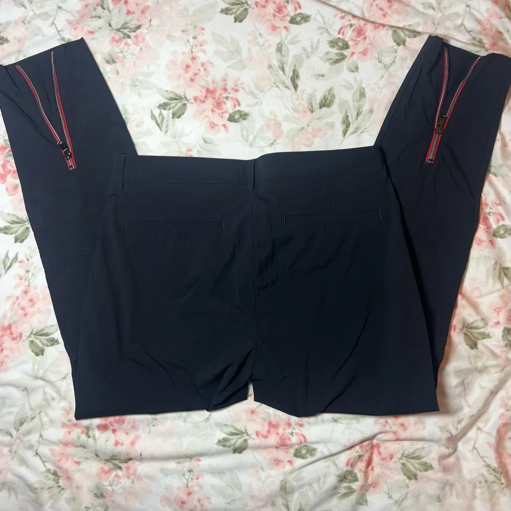 Anatomie Collection Flora Honiara Pant Zipper Detail Black Red Size M NWT Travel Size M - Image 3