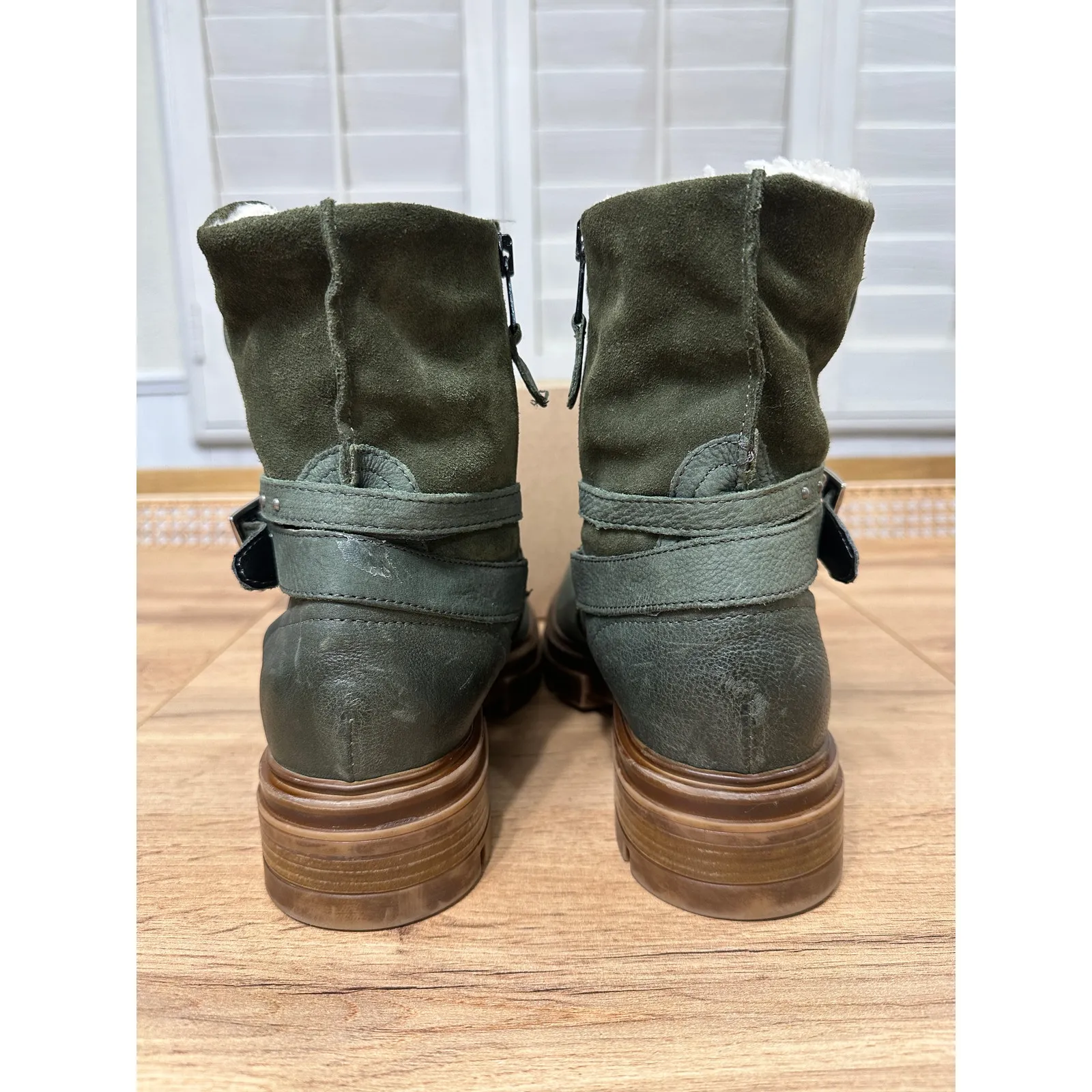 Miz Mooz Bonney Fur Lined Boots Forrest Green Leather Size 8.5/9 US 39 EU NWOB - Image 10