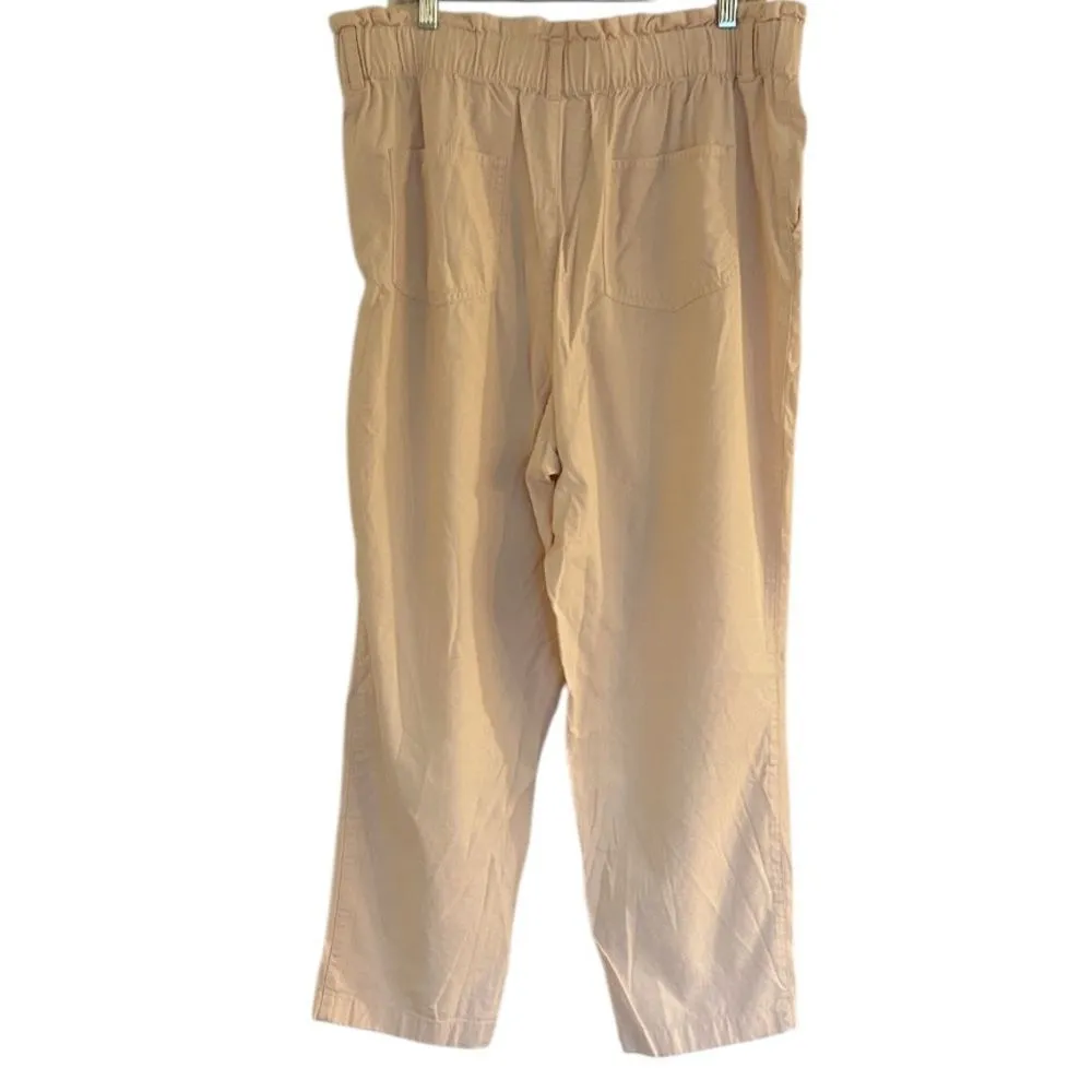 Loft Light Pink High Rise Straight Leg Paper bag Waist Pants Size XL - Image 2