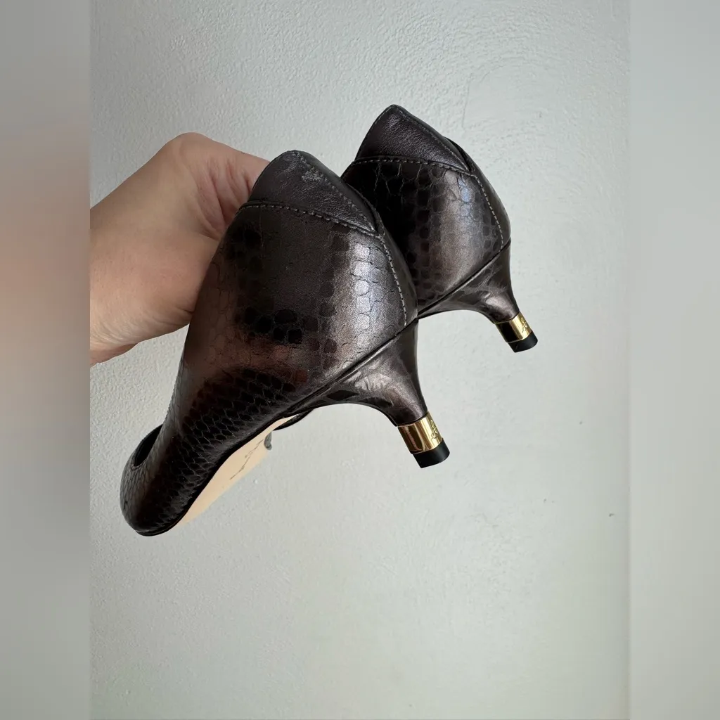 Sam Edelman Dark Brown Metallic Snake Print Heels - Image 5