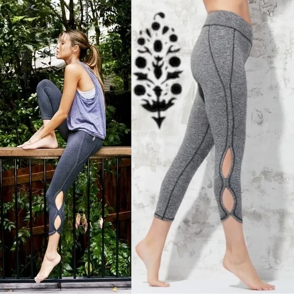 Free People Movement High Rise Infinity Symbol Cutout Leggings Charcoal Black XS - Image 2
