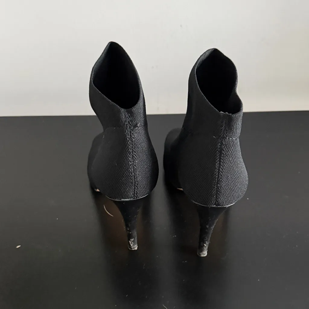 Fergalicious Black Peep-Toe Heeled Booties Sz 6 - Image 5
