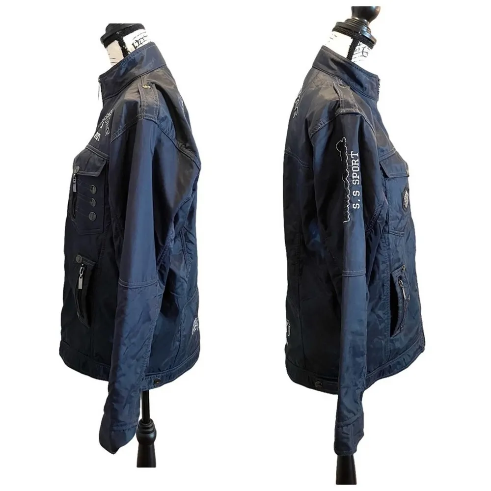 Vintage Streetwear Cherokee Bomber Military Jacket Black Medium MOTO Y2K aviator - Image 3