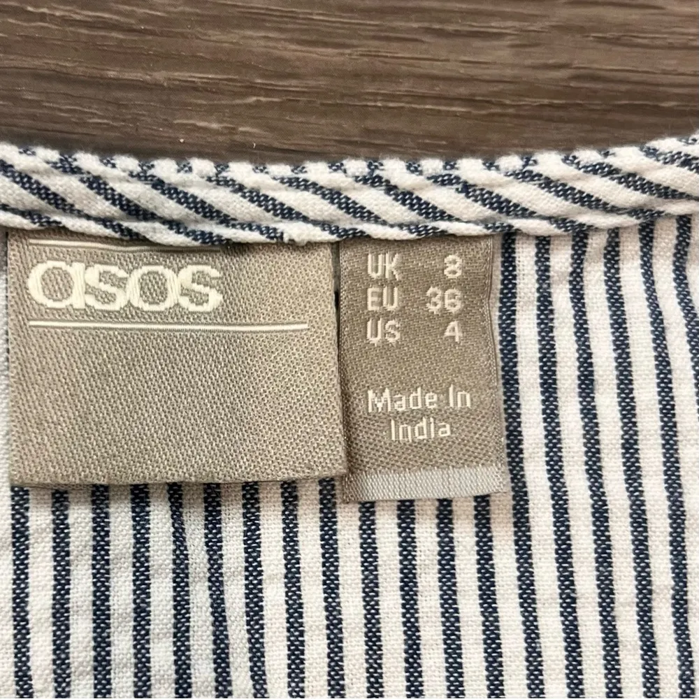 ASOS White and Blue Eyelet Flared Dress Size 4 SKU#C24315 - Image 7