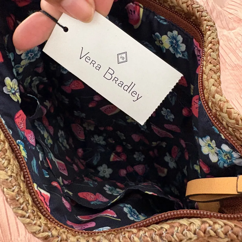 Vera Bradley Brown Straw Bag with Fruit Embroidery - Image 3