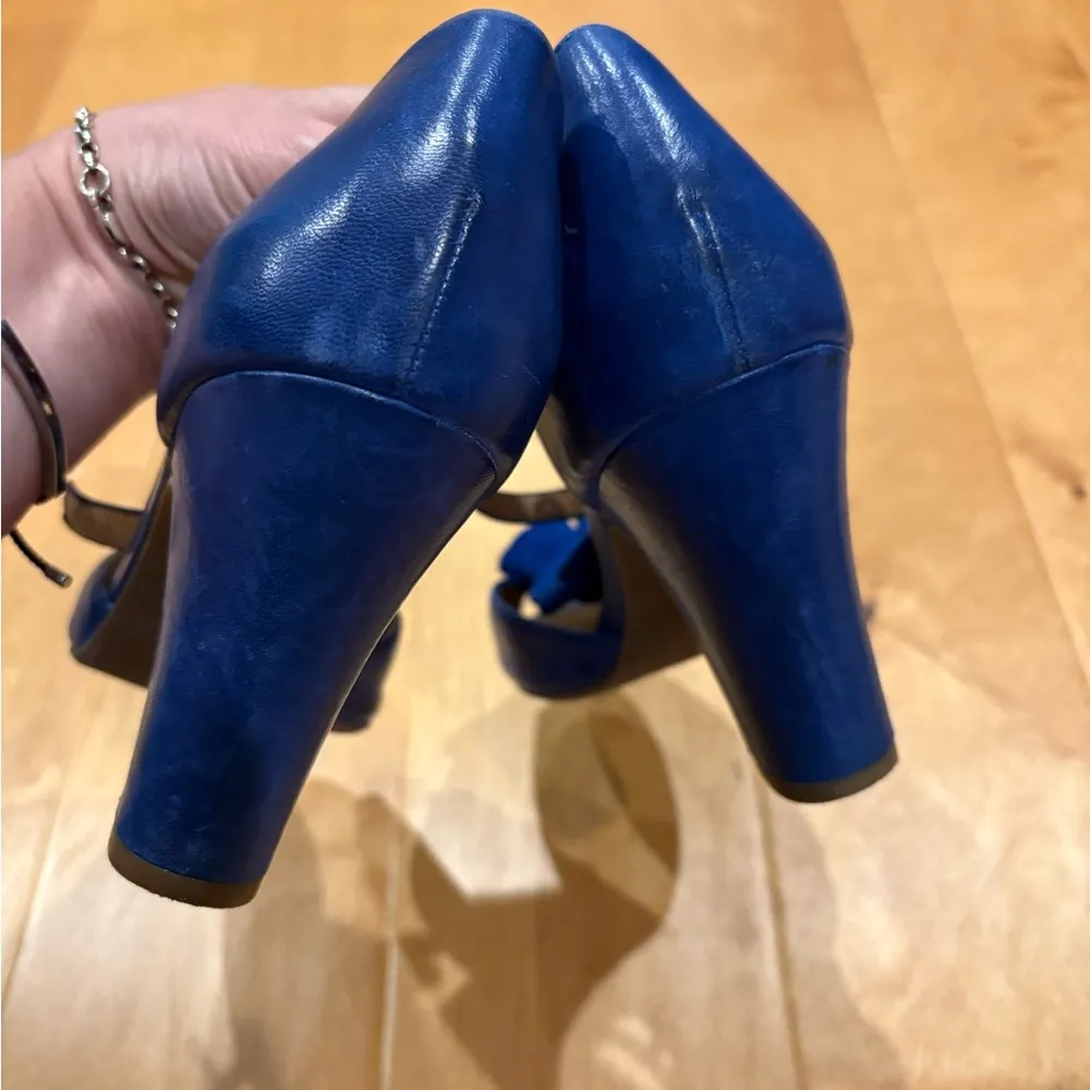 Miz Mooz Sailor peep toe shoes sandals cobalt blue 8.5 leather - Image 3