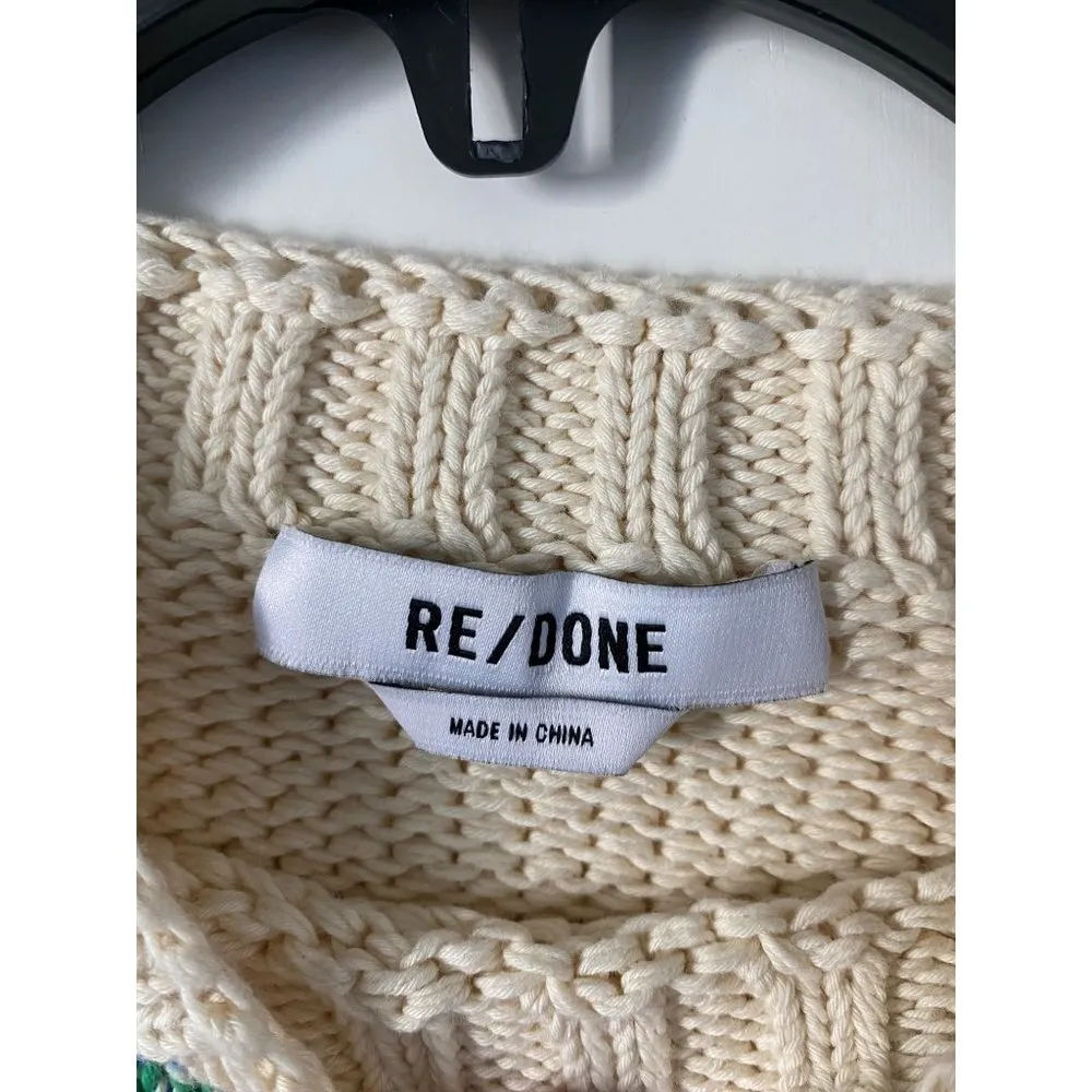 $375 NWT RE/DONE BABY RAGLAN CREWNECK IVORY SPACE DYE SZ SMALL - Image 6