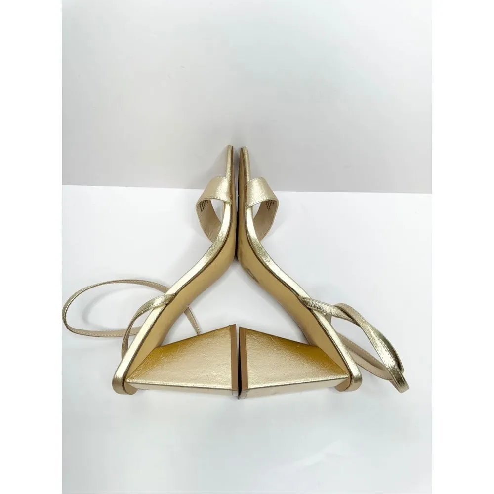 BP  Sandals Size 9 Gold Parker Ankle Strap Chunky Triangular Open Toe High Heels - Image 5