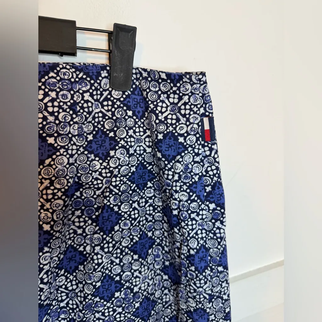 Tommy Hilfiger Vintage Blue Geo Pattern Cotton Sarong Wrap Skirt - Image 5