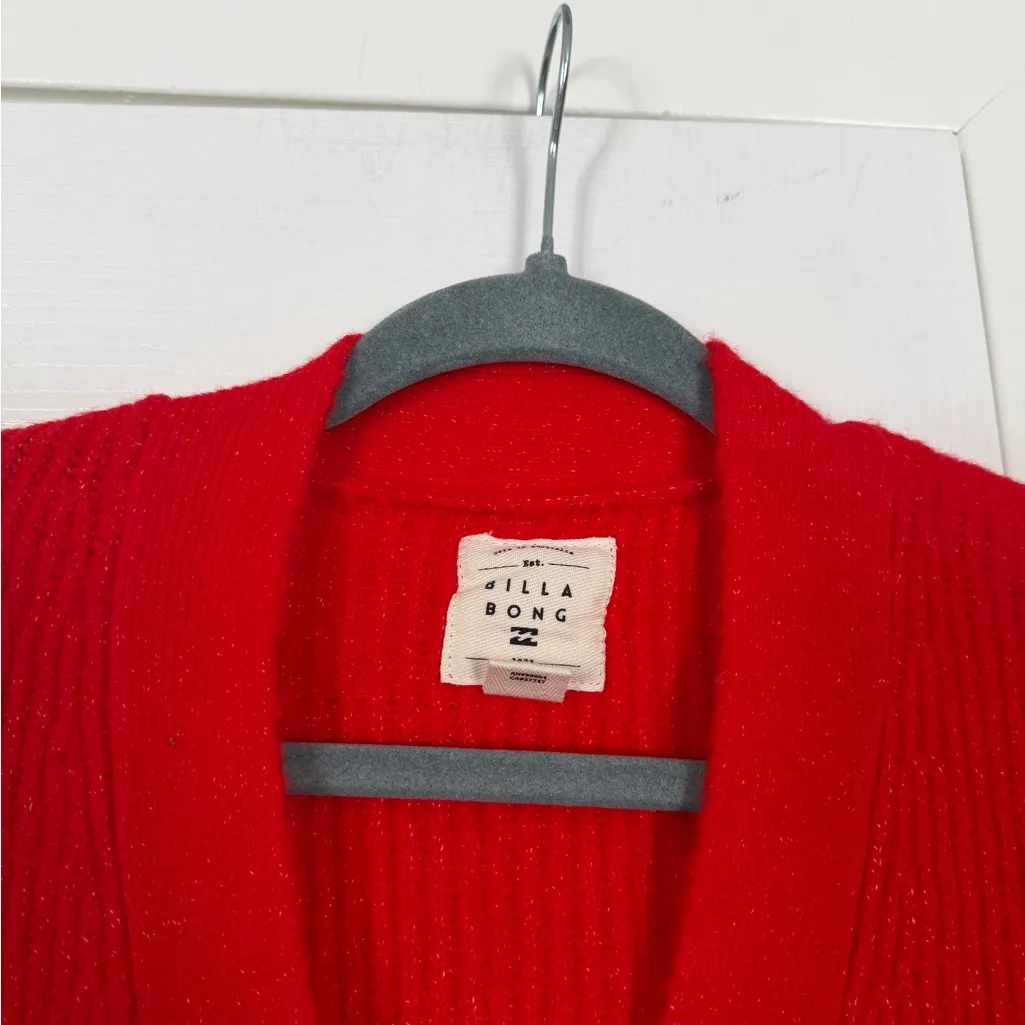 Billabong Red Button Down Sweater Cardigan Holidays Christmas - Image 6