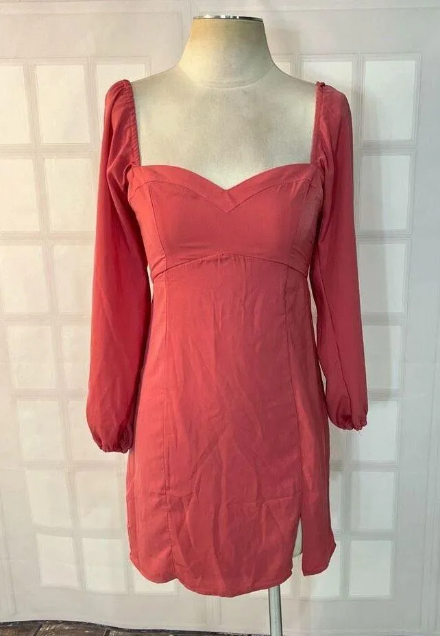 Abercrombie & Fitch Pink Long Sleeve Corset Seamed Smocked Back Dress Size XS - Image 3
