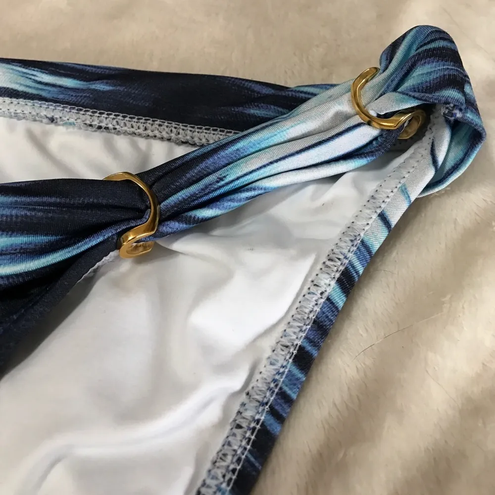 Vix‎ Bikini Bottoms w/Gold Hardware nwot Blue Size XS - Image 3