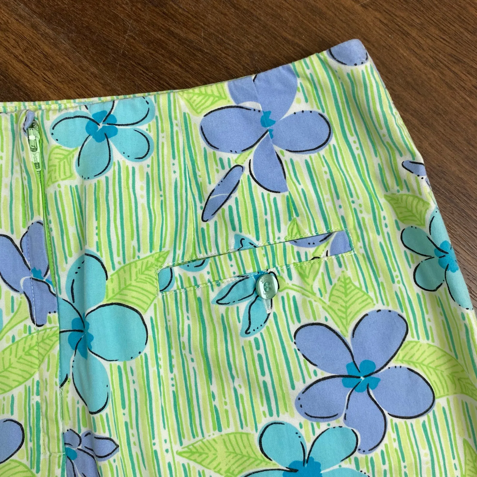 Vintage Lilly Pulitzer White Label  A-Line Skirt Size 4 Lime Flower Floral - Image 5