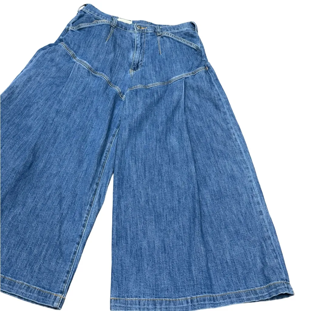 👖 Pilcro Seamed Flounce High-Rise Wide-Leg Jeans Blue Denim Size 31 ✨ - Image 3