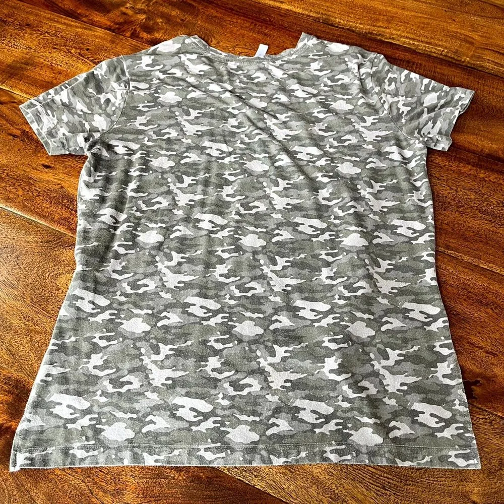Fabletics T-Shirt Womens Large Camouflage Print Cotton High Low Hem Crew‎ Neck - Image 2