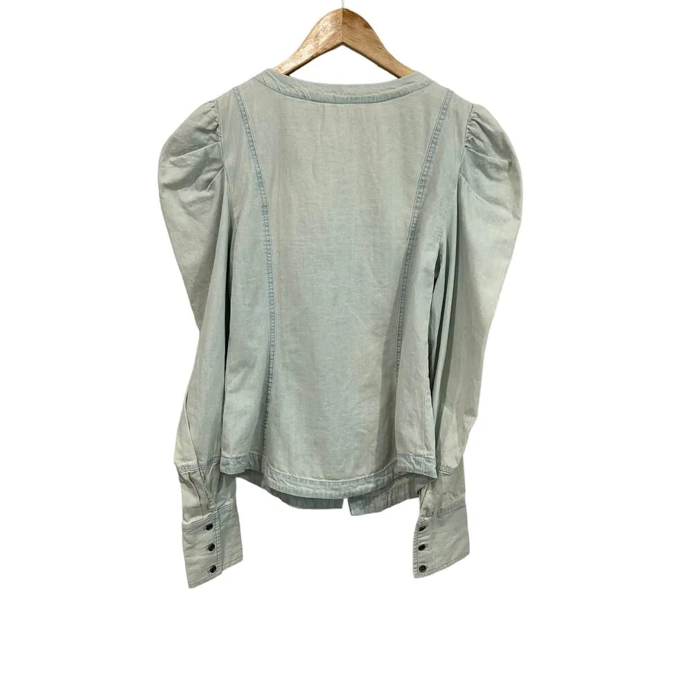 NEW Free People Lace Up Light Wash Cotton Denim Corset Top Size Small - Image 6