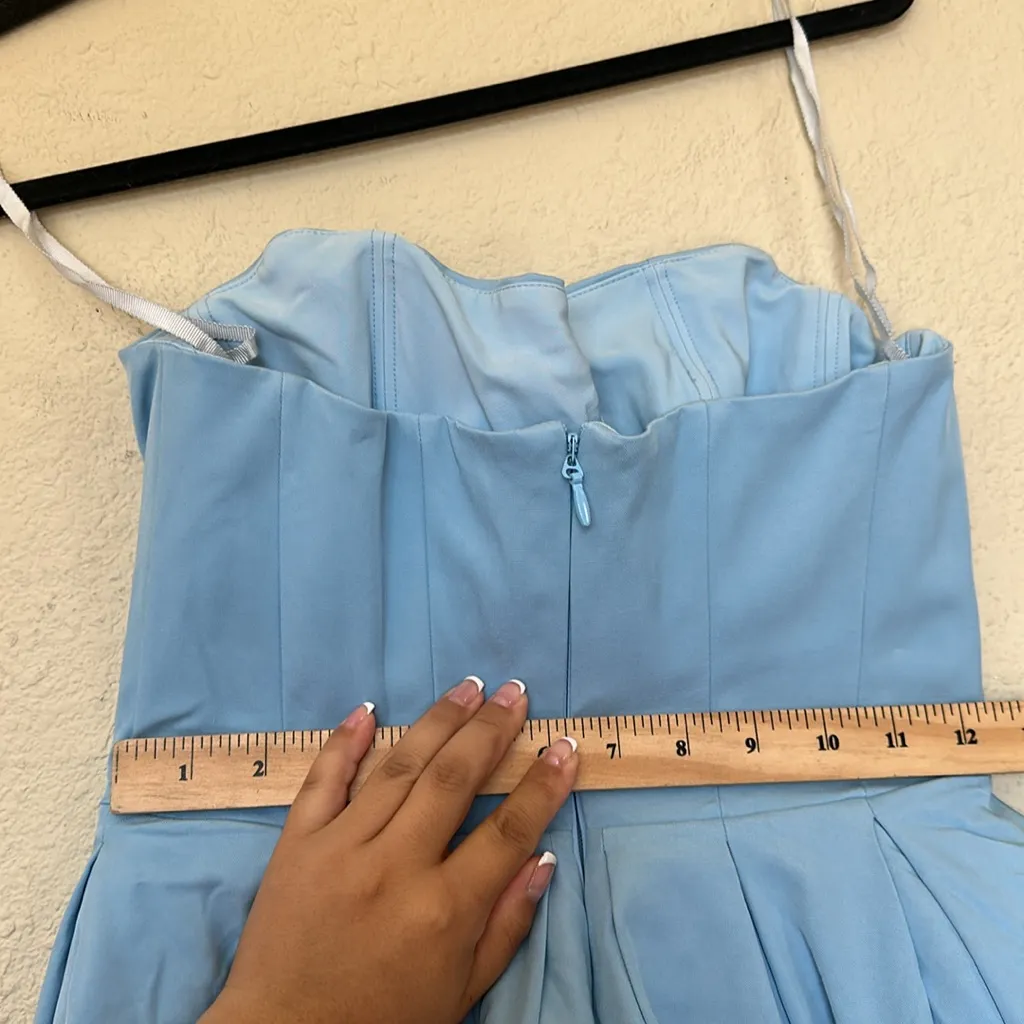 House of CB‎ Audrey Tuscan blue Strapless Midi sundress dress size M NWOT - Image 11