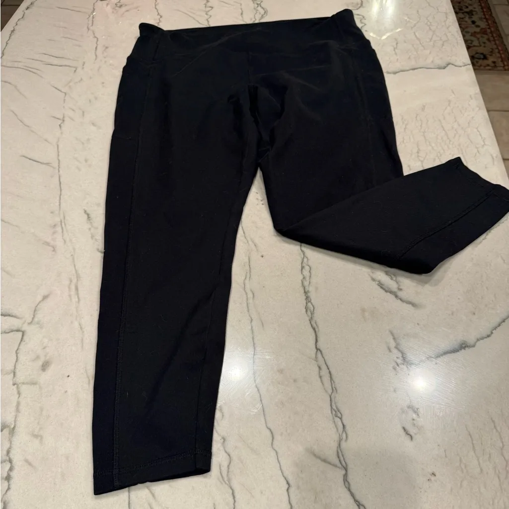 Danskin Black High Rise Leggings w/ Side Pockets XL Full Length Brushed Soft EUC - Image 9
