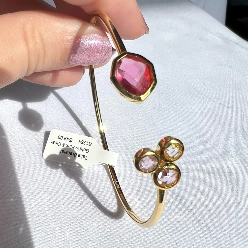 Real Simple Talia Pink Crystal Bracelet Gold - Image 5
