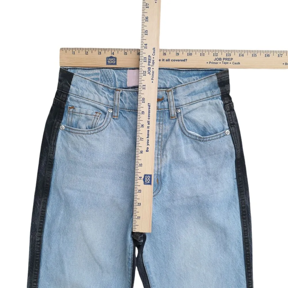 Revice Ex Boyfriend Two Toned Jeans Womens 25 Denim High Rise Straight Leg Blue - Image 6