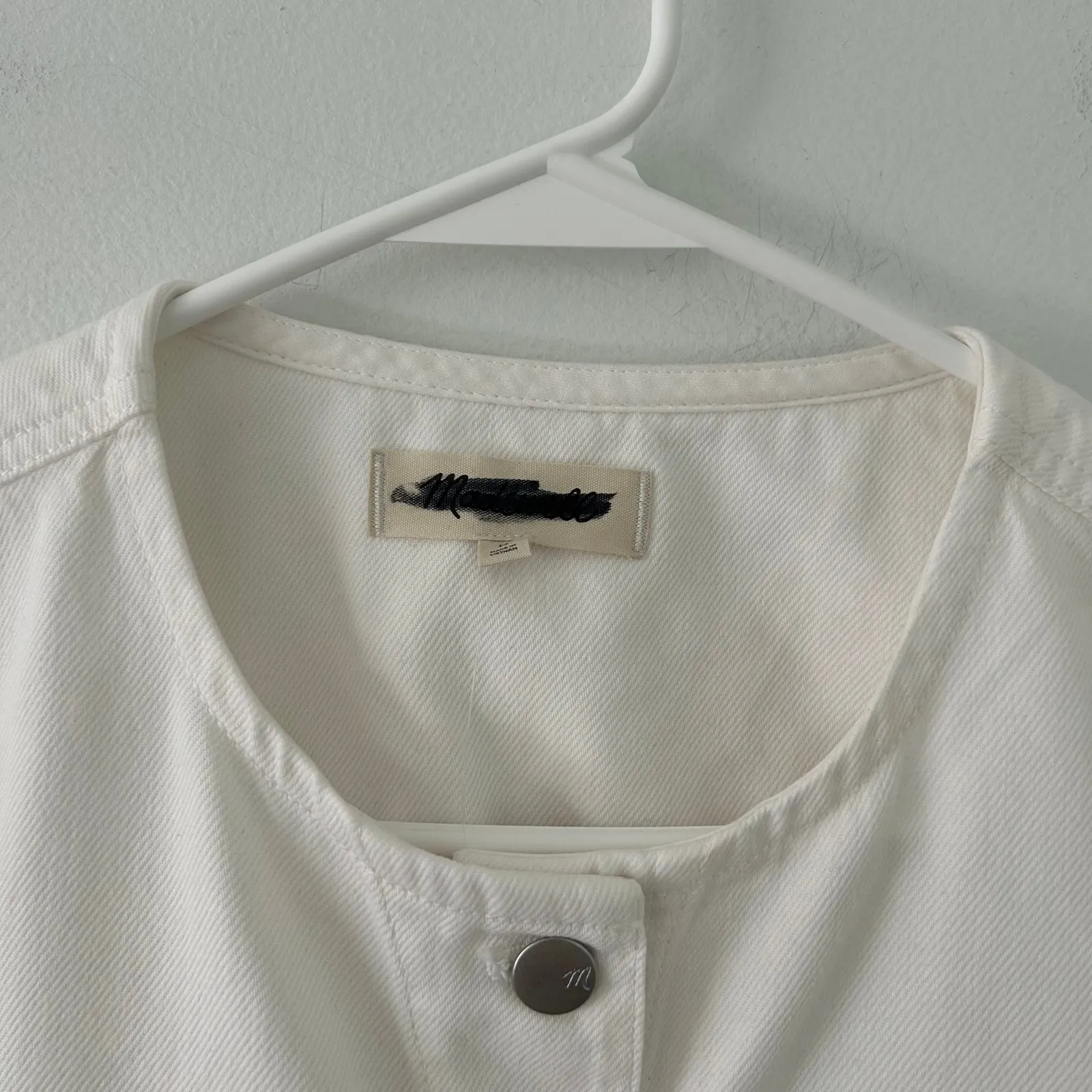 Madewell Women's Cropped Airy Denim Button Up Vest Off White M Medium New - Image 5