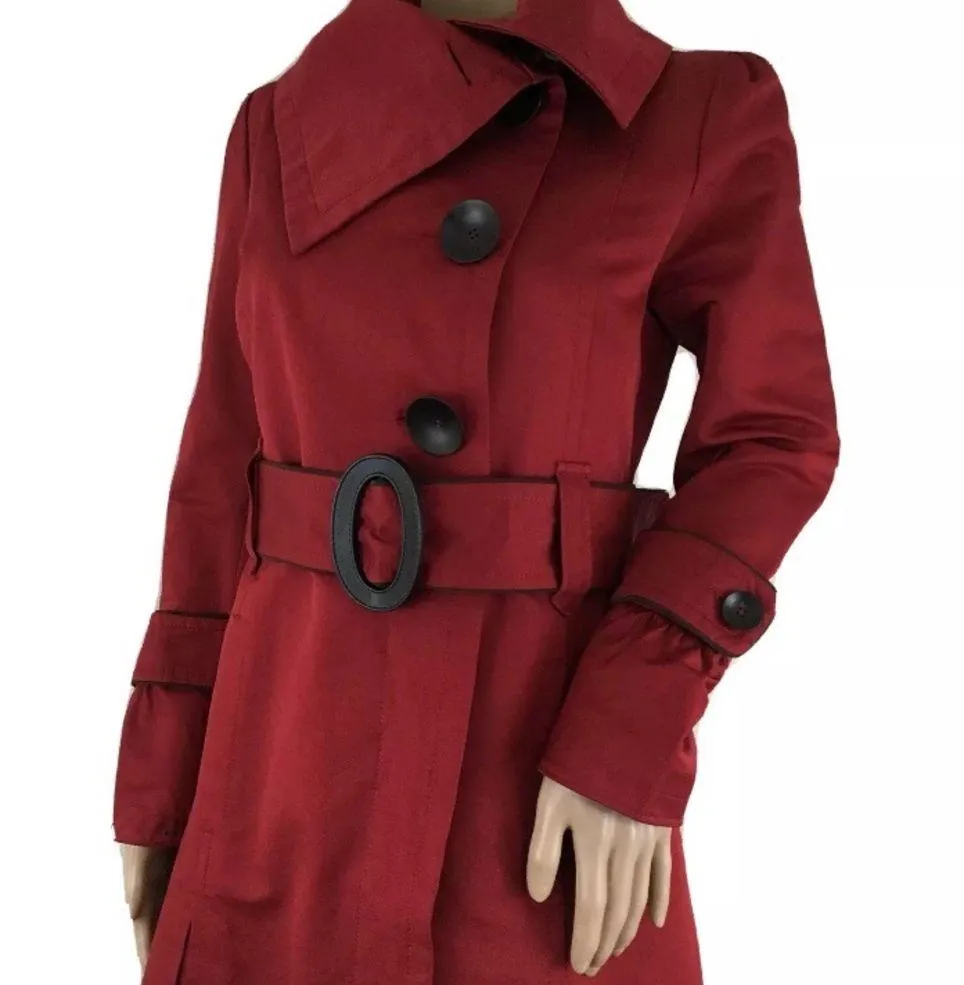 SOIA & KYO Red Asymmetrical Trench Pea Coat - Image 8