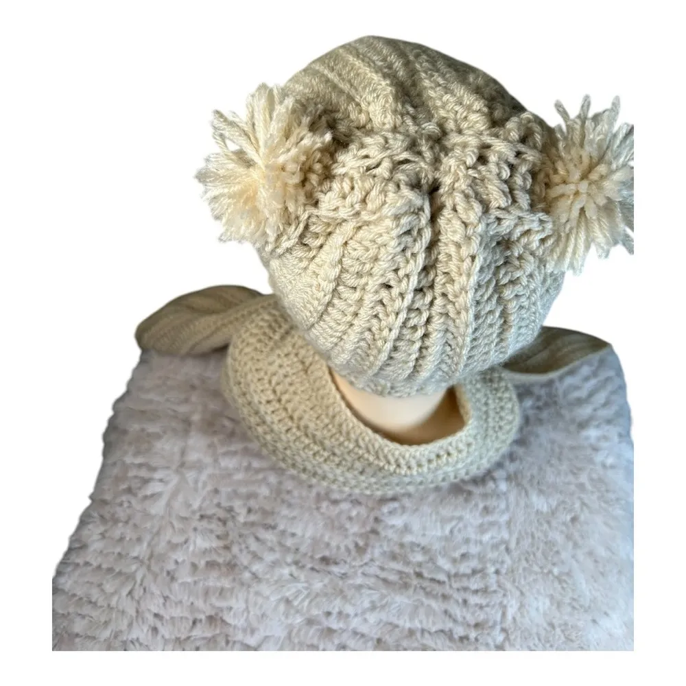 Handmade Bright Beige/ cream Crochet Hat & Scarf Set – Cozy & Stylish adult size - Image 4