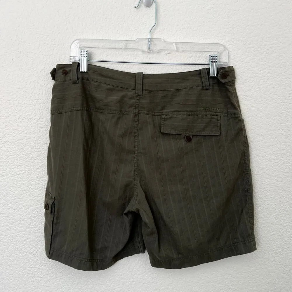 [Marmot] Olive Green Striped Mid Rise Cargo Shorts Outdoor Hiking Cotton Size 8 - Image 2