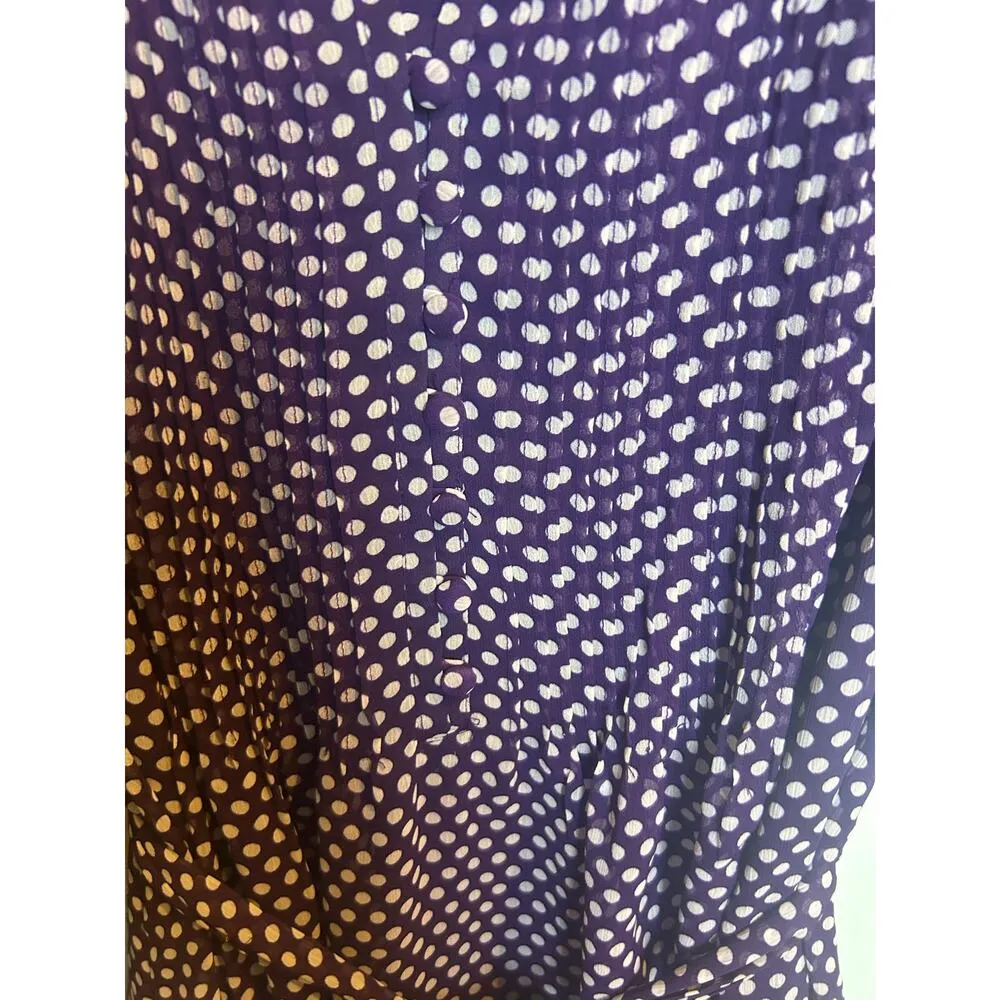 Liverpool Size 4 Purple Polkadot Cottage Career Long Puff Sleeve Covered Buttons - Image 6