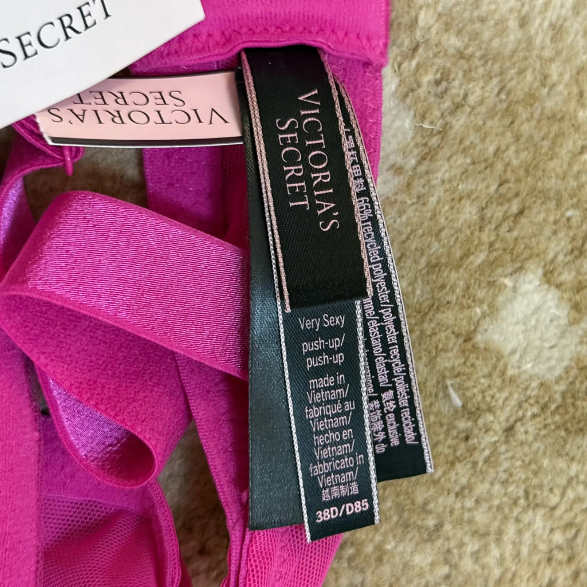 Victoria’s Secret NWT pink heart diamond Very Sexy push-up bra women’s size 38D - Image 13