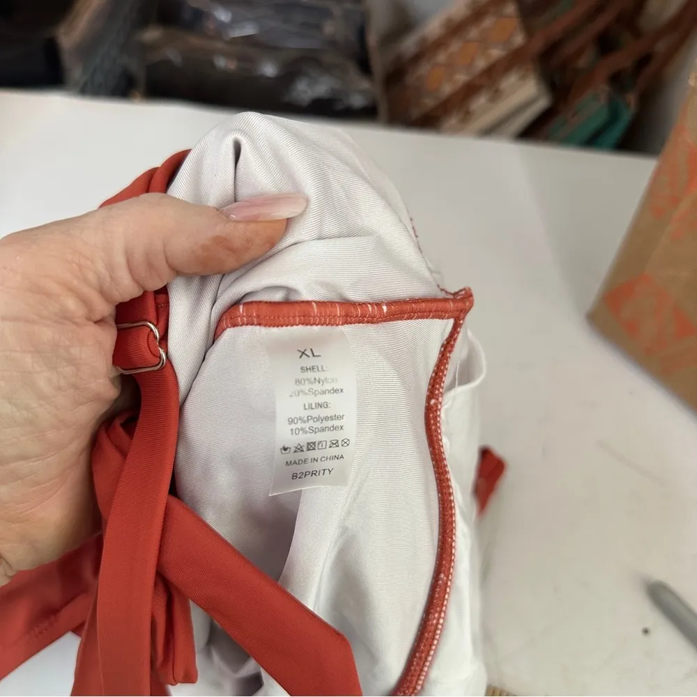 NWT Rust Halter Ruched Crossover One - Image 8